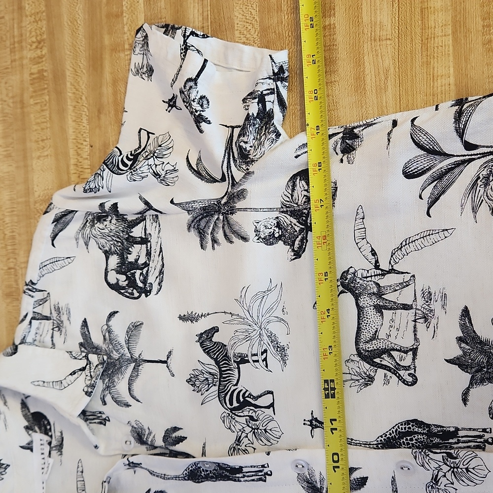JANE & DELANCEY Linen Blend Tropical Safari Print Shirt Blouse, size S - Picture 6 of 8